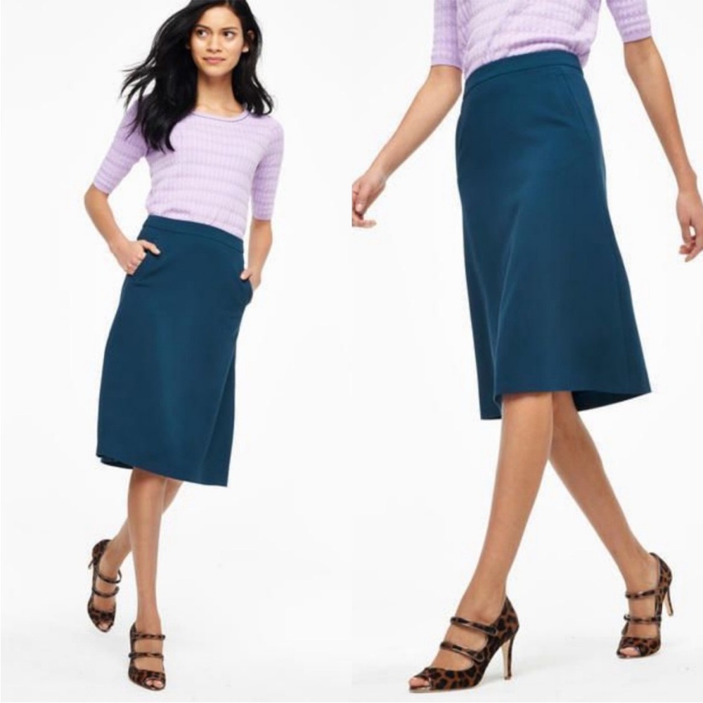 Boden Teal A-Line Midi Skirt